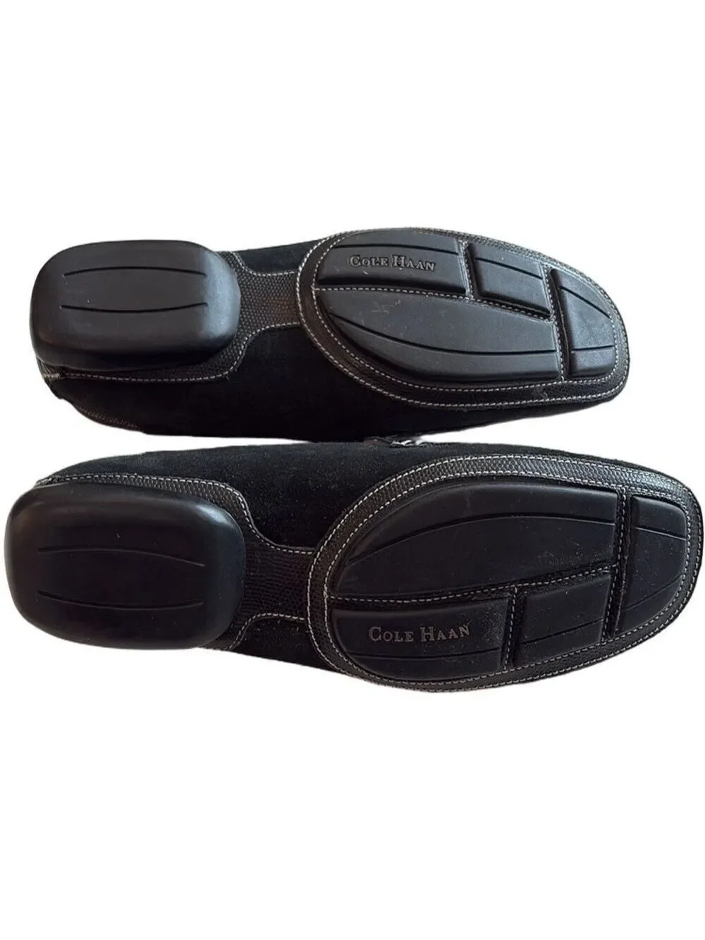 Cole Haan Size 10B black suede and textured leather loafers. Classic academia